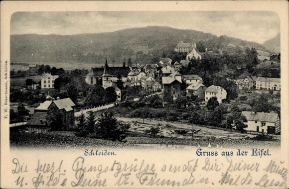 PC Schleiden in the Eifel, view of Eifel, houses, landscape, church