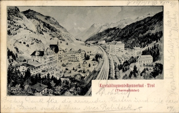 Postcard Brennerbad South Tyrol, spa establishments, thermal baths
