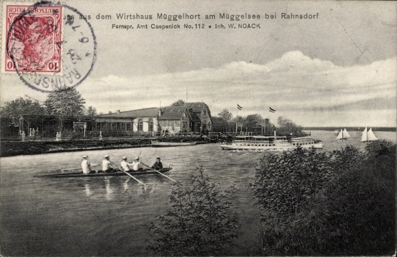 Postcard Berlin Köpenick Rahnsdorf, Inn Müggelhort on Müggelsee