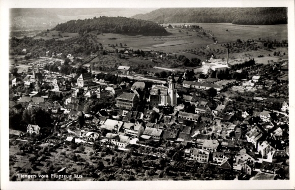 Postcard Tiengen am Oberrhein, aerial photograph