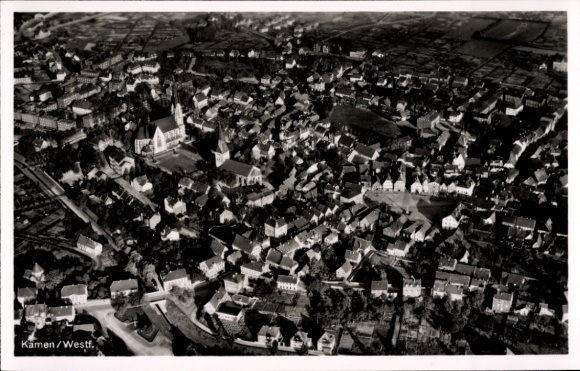 Postcard Kamen in Westphalia, aerial photograph