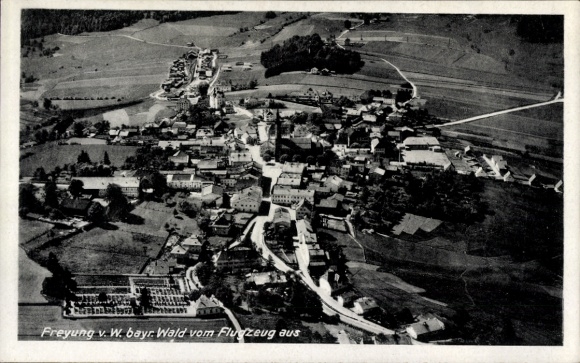 Postcard Freyung in the Bavarian Forest, aerial photograph