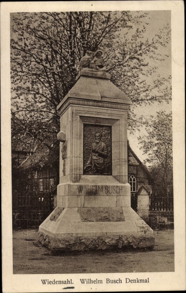 Postcard Wiedensahl in the Schaumburger Land, Wilhelm Busch monument
