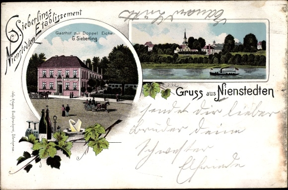 Chromo-Litho Hamburg Altona Nienstedten, Gasthof zur Doppeleiche, owner G. Sieberling