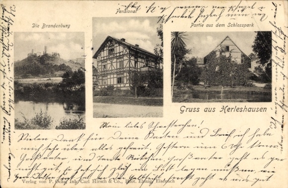 Ansichtkaart Herleshausen an der Werra, De Brandenburg, internaat, onderdeel van het kasteelpark