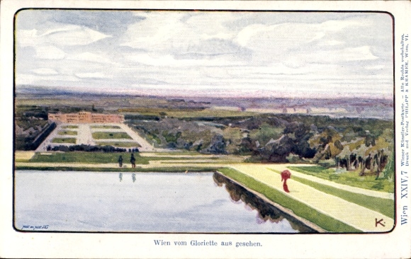Artist Postcard Vienna 13 Hietzing Austria, Schönbrunn, view from the Gloriette
