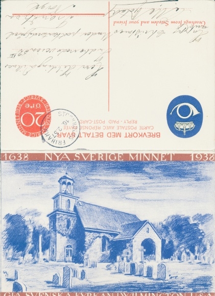 Klapp Postcard Sweden, Nya sverige Minnet 1938, Svenskarna Landstiga Delaware, Indians