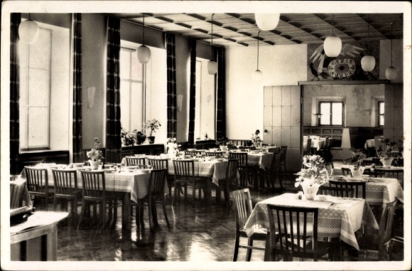 Postcard Bayerisch Gmain in Berchtesgadener Land Upper Bavaria, fire station, dining room