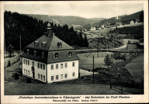 Ak Schmalzgrube Jöhstadt in het Ertsgebergte, voormalig Hammerherrenhaus, kindertehuis van de stad Glauchau