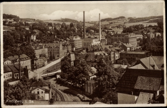 Postcard Kirchberg in Sachsen, partial view, bird&#39;s eye view