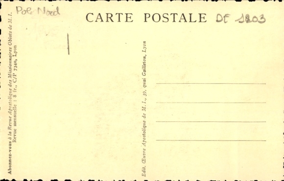 Postcard Aux Glaces Polaires, The first airplane in the north 1922