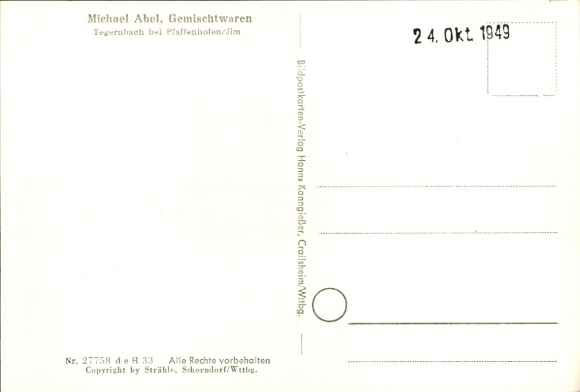 Postcard Tegernbach Rudelzhausen in Upper Bavaria, aerial photograph