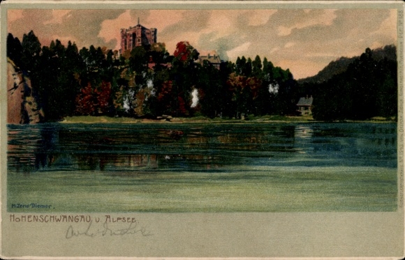 Kunstenaars Ak Diemer, Zeno, Hohenschwangau Schwangau in Ostallgäu, Alpsee