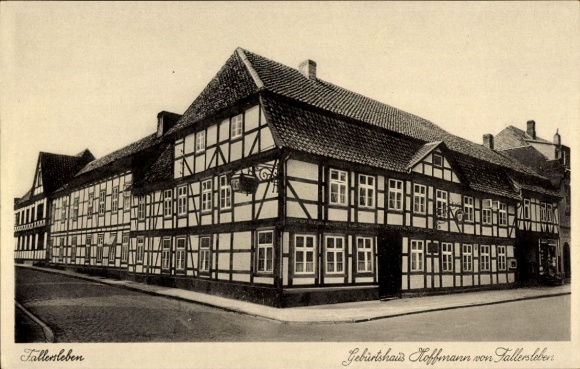 Postcard Fallersleben Wolfsburg in Lower Saxony, birthplace of Hoffmann von Fallersleben