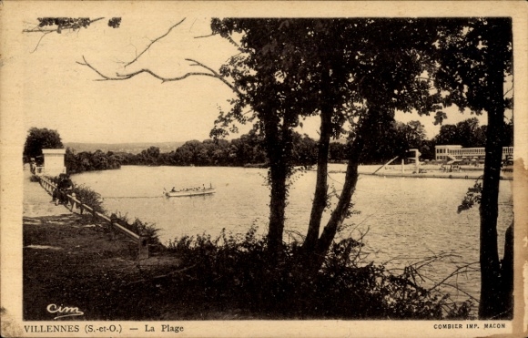 Postcard Villennes sur Seine Yvelines, Plage