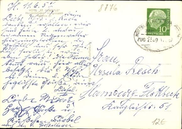 Postcard Heigenbrücken in Spessart Lower Franconia, Hotel St. Hubertus, dining room