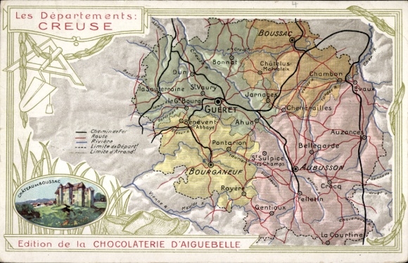 Mapy KP Creuse, Bourganeuf, Chambon, Boussac, Zamek