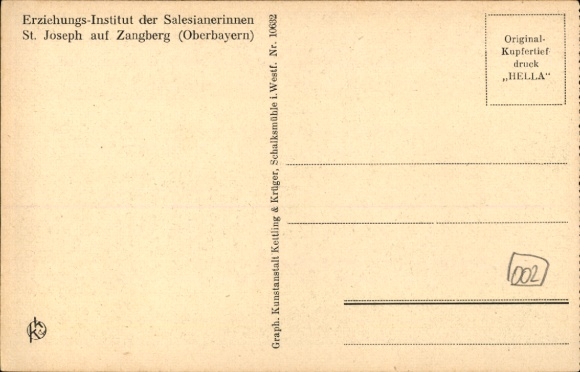 Postcard Zangberg in Upper Bavaria, Educational Institute of the Salesian Sisters of St. Joseph, Lourdes Grotto