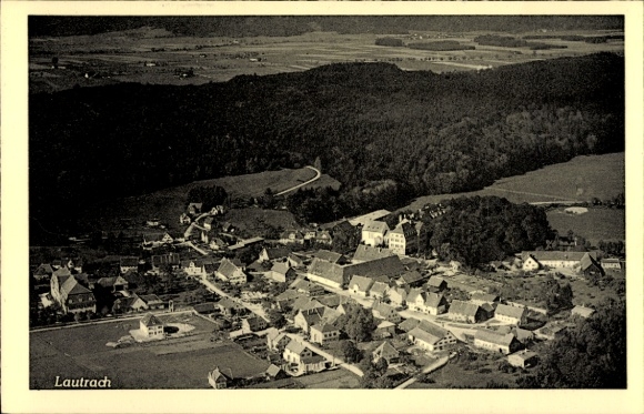 Ak Lautrach in Schwaben Unterallgäu, Fliegeraufnahme