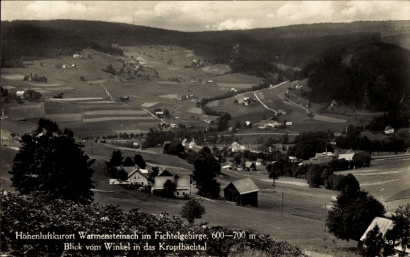 Ak Warmensteinach Oberfranken Bayern, Höhenluftkurort, Fichtelgebirge, Blick ins Kropfbachtal