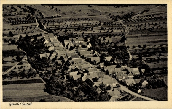 Postcard Castell Lower Franconia, aerial photograph, Greuth