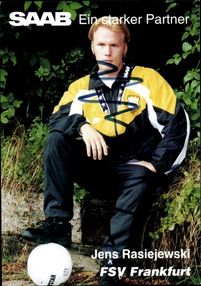 Autogrammkarte Fußballer Jens Rasiejewski, FSV Frankfurt, Autogramm
