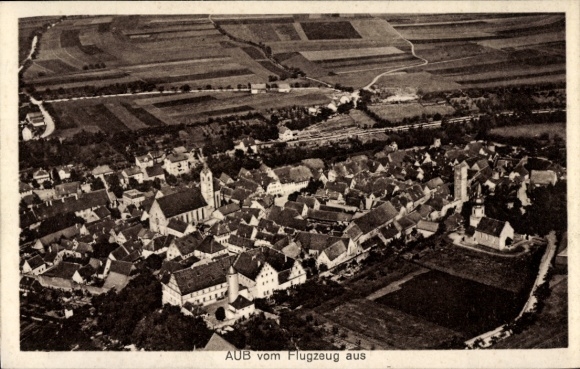 Postcard Aub district of Würzburg, aerial photograph