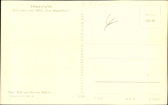 Postcard Schwarzheide in Niederlausitz, Kulturhaus d. HOG To the Wandelhof