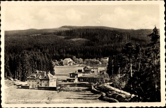 Postcard Jägersgrün Muldenhammer in the Vogtland, village with a view of the countryside