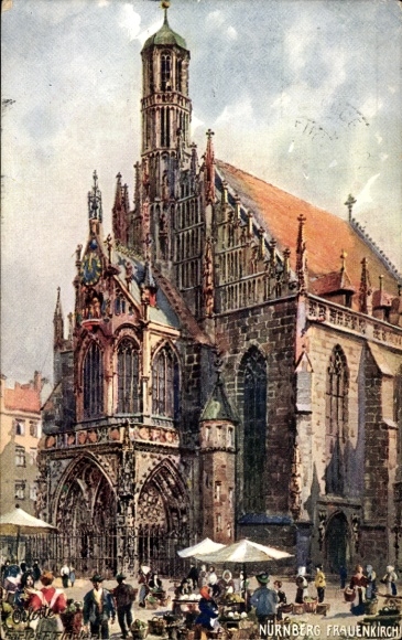 Artist Postcard Flower, Charles, Nuremberg in Middle Franconia Bavaria, Frauenkirche