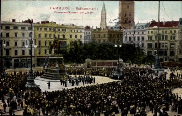 Oude stad Ak Hamburg Mitte, stadhuismarkt, promenadeconcert van de 76er, Trenkler 786