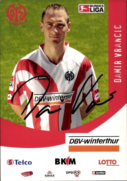 Autograph card footballer Damir Vrancic, 1. FSV Mainz 05
