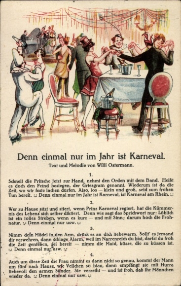 Lied Ak Denn einmal nur im Jahr ist Karneval, Willi Ostermann