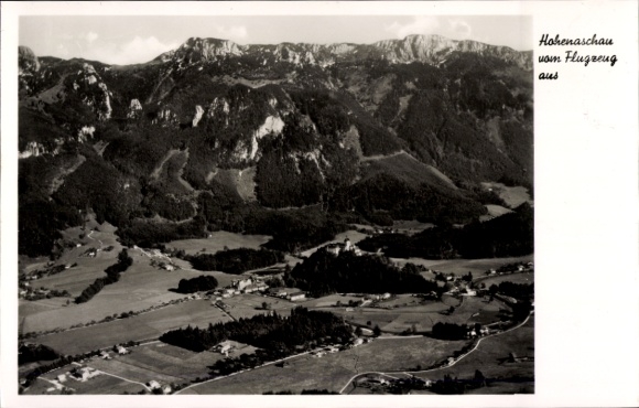 Postcard Hohenaschau Aschau im Chiemgau Upper Bavaria, aerial photograph