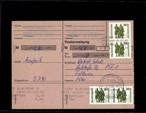 Michel nr 3345 (4) przekazem pocztowym