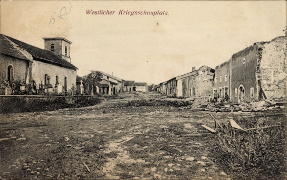 Postcard Reims Marne, Western Theater of War, bombed houses