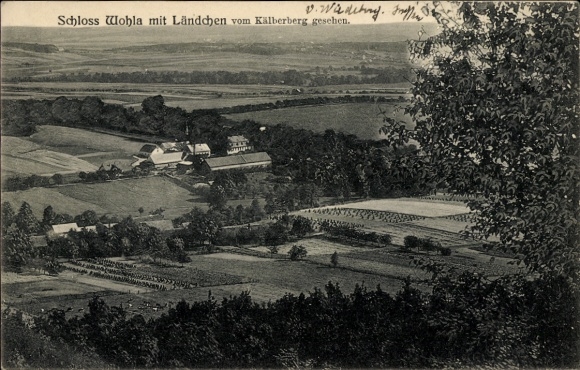 Postcard Wohla Elstra Oberlausitz, Wohla Castle, Ländchen, seen from Kälberberg