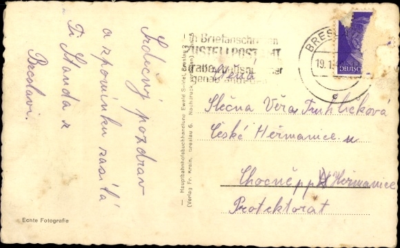 Postcard Breslau (Wrocław) in Schlesien, Schweidnitzer Straße, tram