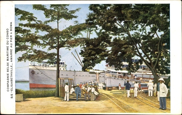 Ansichtkaart Boma Belgisch Congo RD Congo Zaïre, Compagnie Belge Maritime, Elisabethville, Pier