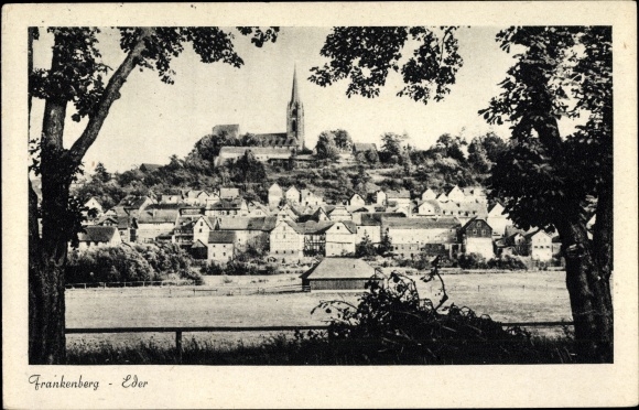 Postcard Frankenberg an der Eder, general view of the city, church