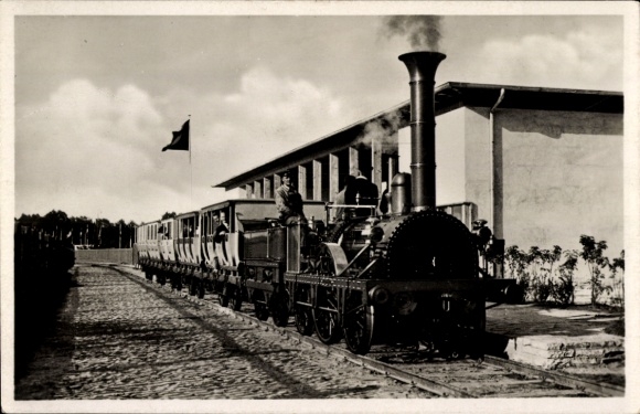 Postcard Nuremberg in Middle Franconia Bavaria ?, 100 years of German Railways 1935, exhibition grounds