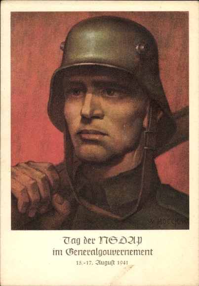 Artist Postcard Hoeck, W., Krakow, Day of the NSDAP in the General Government 1941, Wehrmacht soldier