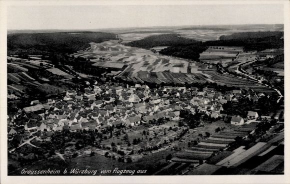 Postcard Würzburg am Main Lower Franconia, Greussenheim near Würzburg from the plane
