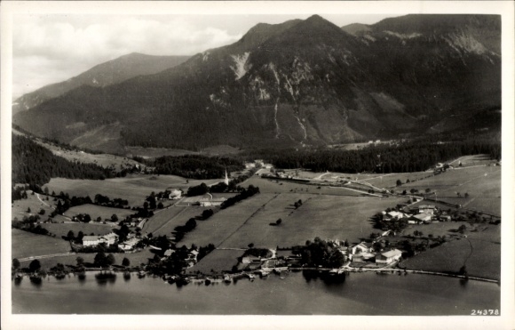 Postcard Fischhausen Schliersee in Upper Bavaria, aerial photograph
