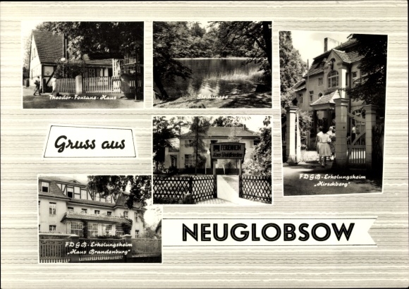 PC Neuglobsow Stechlin Brandenburg, Theodor Fontane House, Stechlinsee, FDGB convalescent home Hirschberg