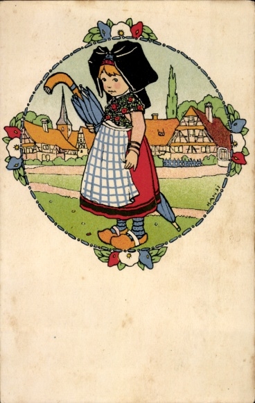Künstler Ak Hansi, Mädchen in Tracht