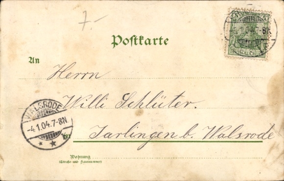 Chromo-Litho God bless you, Happy New Year, Trumpeter of Säckingen