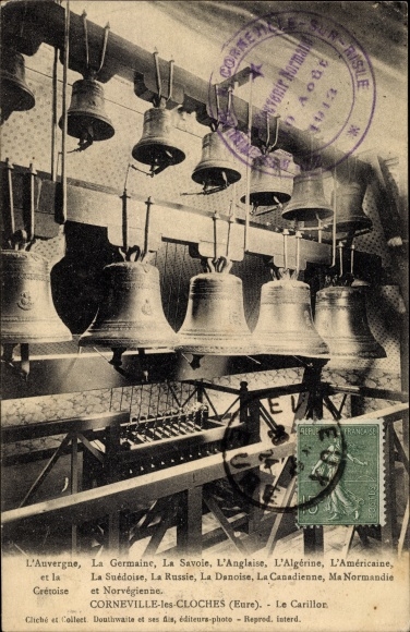 Postcard Corneville les Cloches Eure, The Carillon