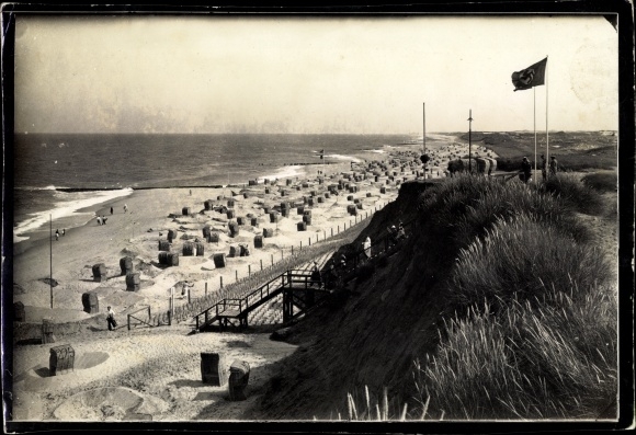 Foto Ak Kampen auf Sylt, Blick auf den Strand, Rotes Kliff