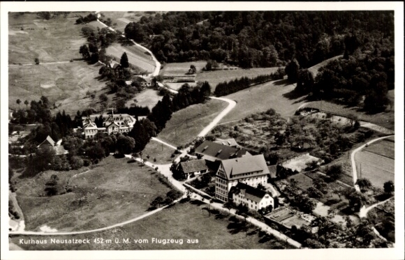 Postcard Neusatzeck Bühl in Baden Schwarzwald, aerial photograph, Kurhaus
